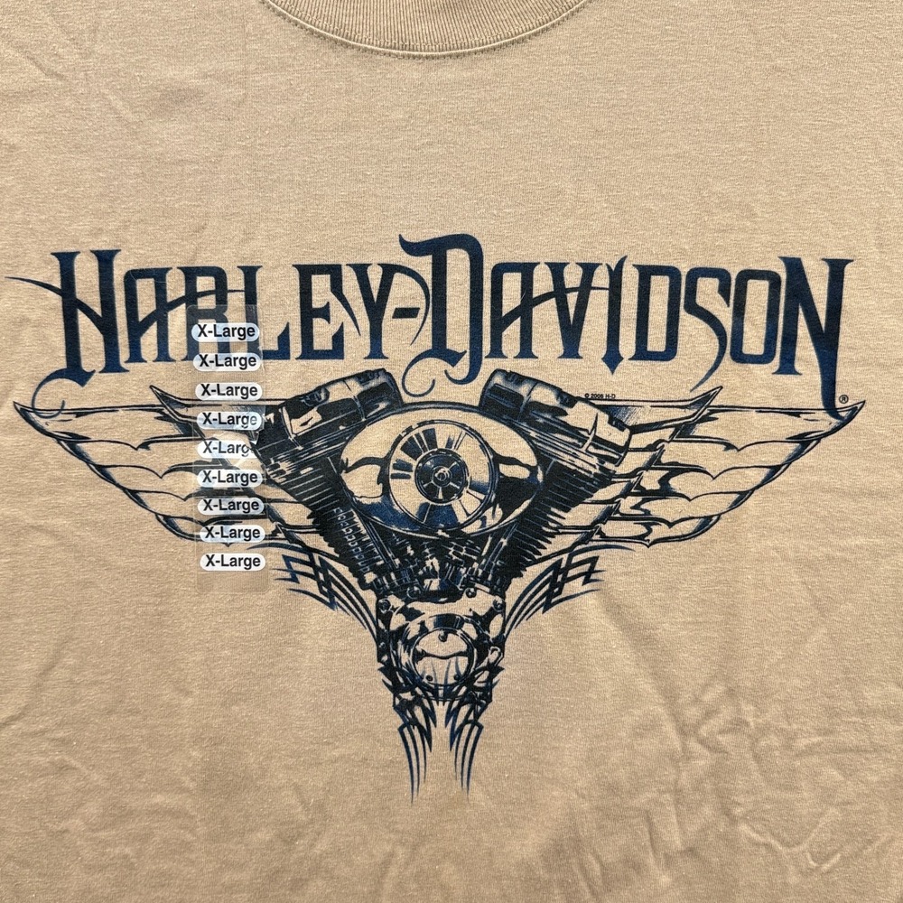 Harley Davidson Shirt Mens XL Beige Orlando FL Flying Engine Hawaiian Biker Tee - Picture 2 of 9